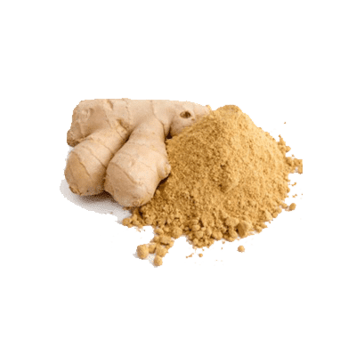 A close-up of powdered organic ginger showcasing its fine texture and vibrant colour, perfect for vegan recipes.